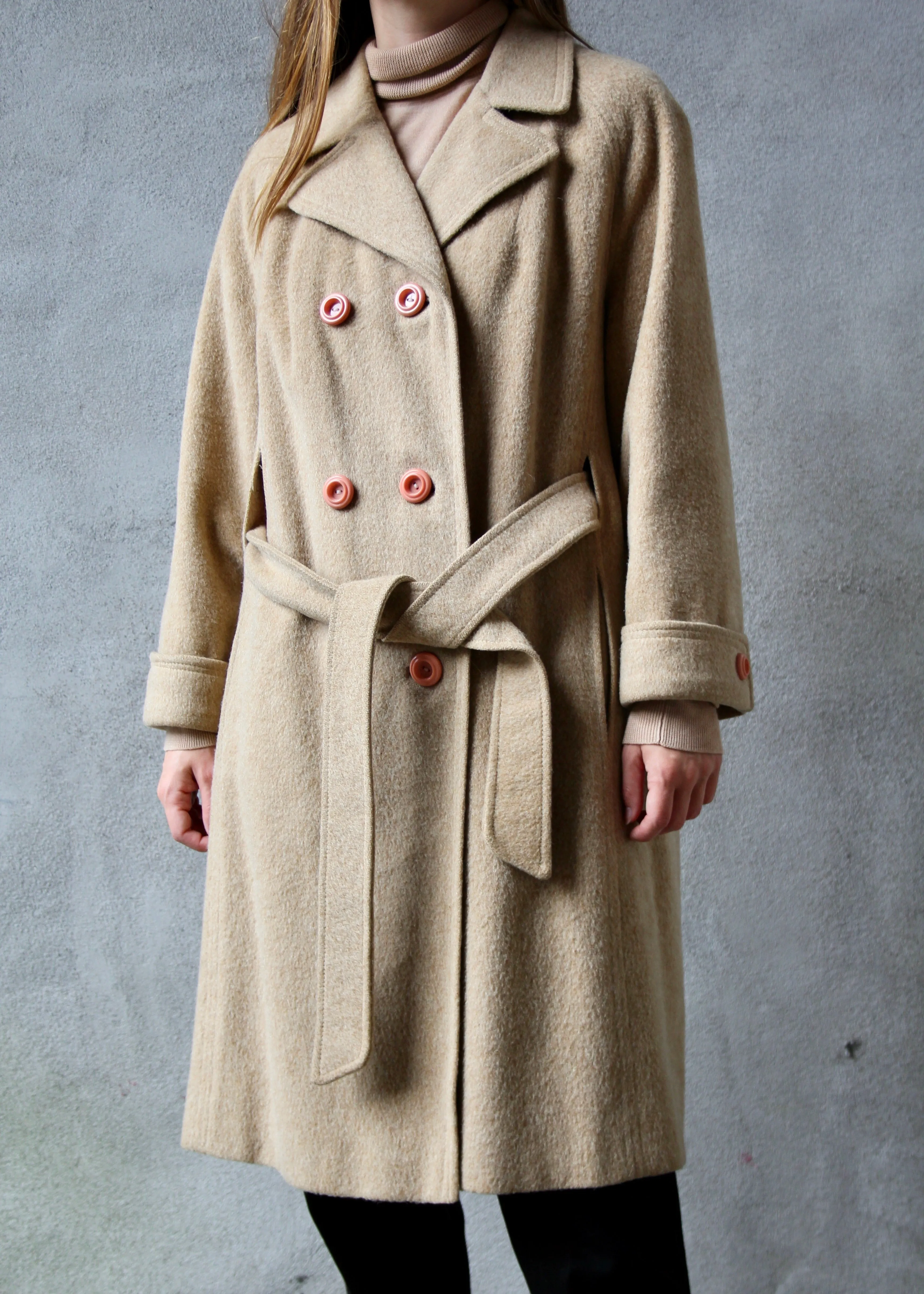 60s/70s Belted Camel Coat S/M