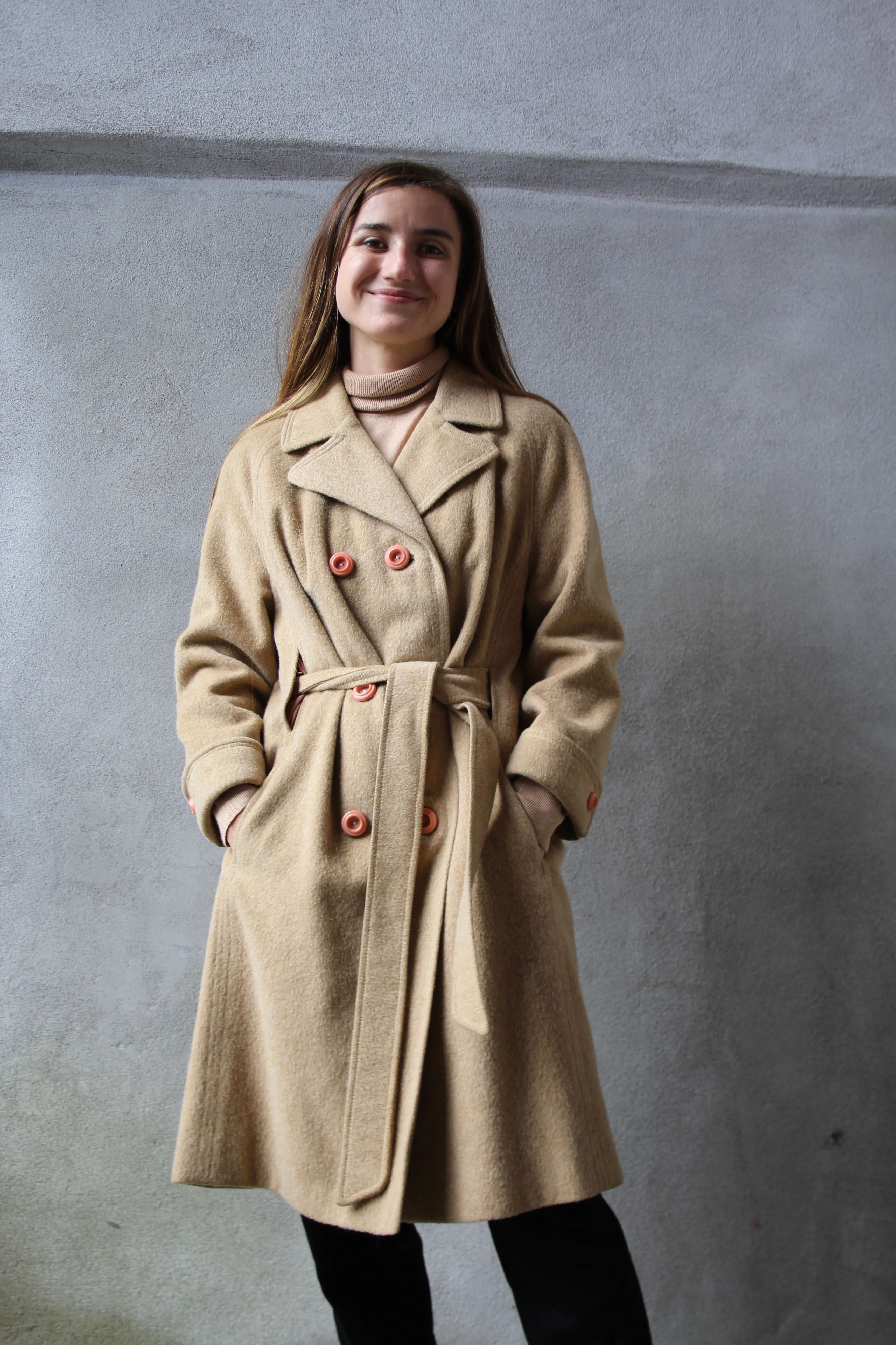 60s/70s Belted Camel Coat S/M