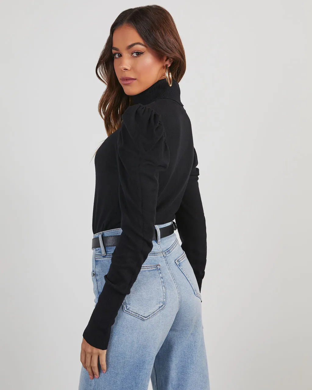 Adamant Puff Sleeve Turtleneck Sweater