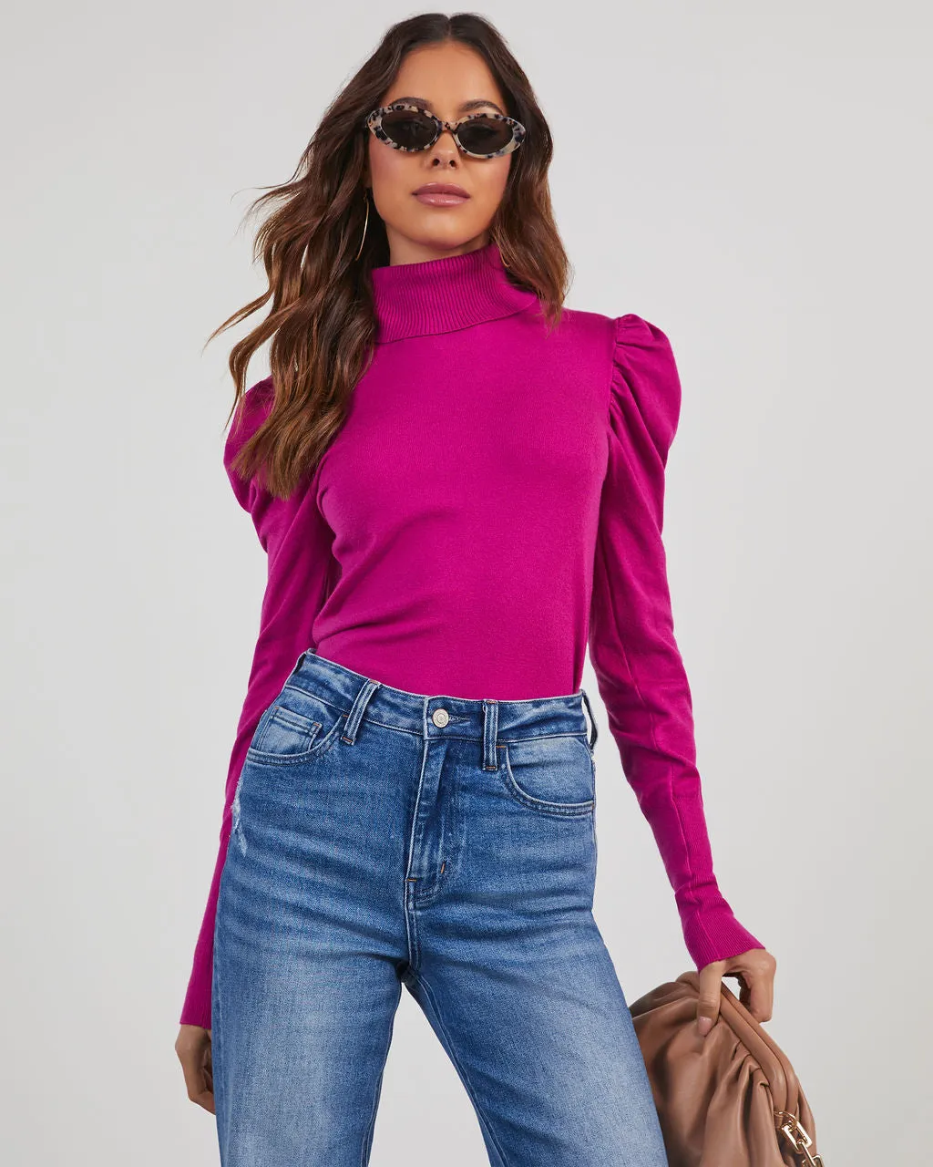 Adamant Puff Sleeve Turtleneck Sweater