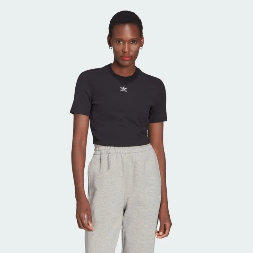 Adidas Adicolor Essentials Rib Cropped Women Original T-Shirt Black