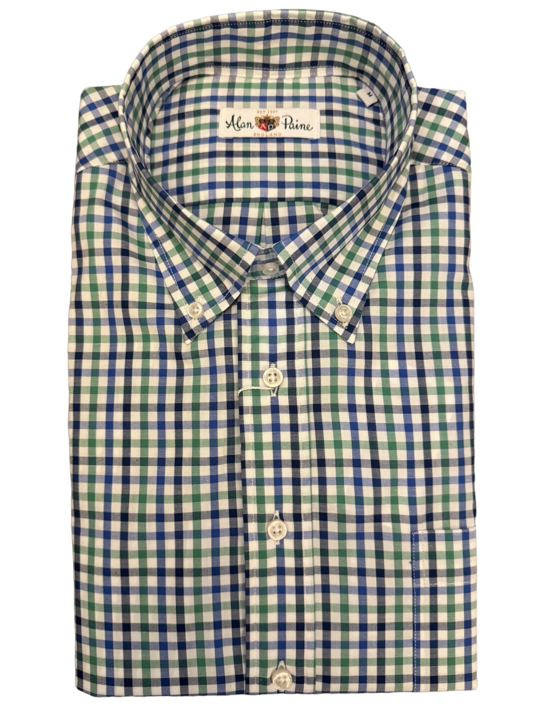 Alan Paine Fleetwood Cotton BD Shirt Blue/Green Check