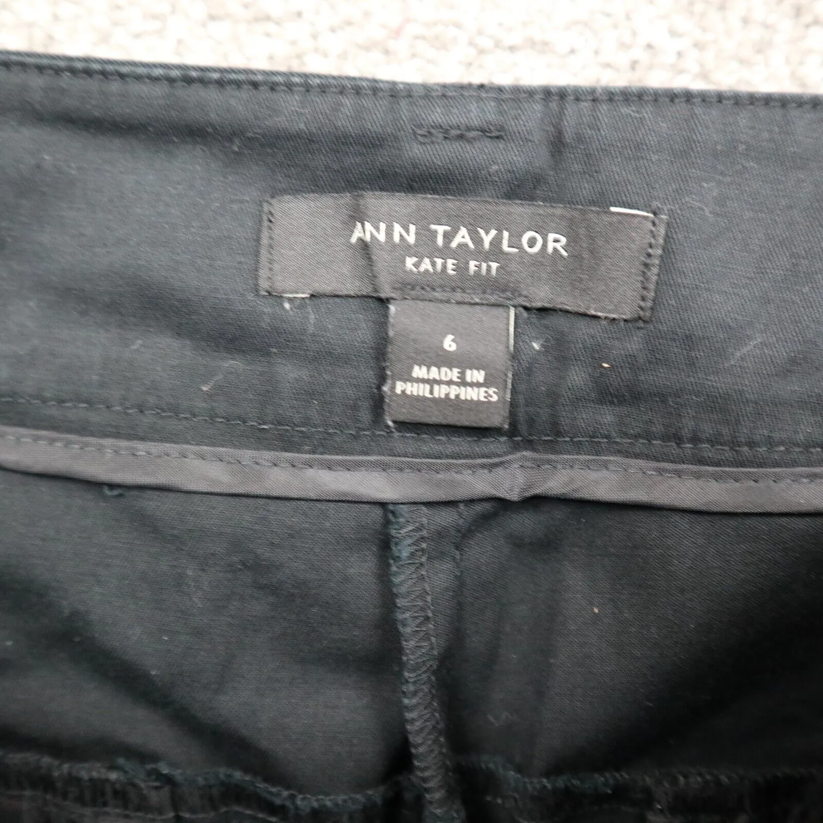 Ann Taylor Womens Chino Pants Straight Kate Fit Classic Black Stretch Size 6