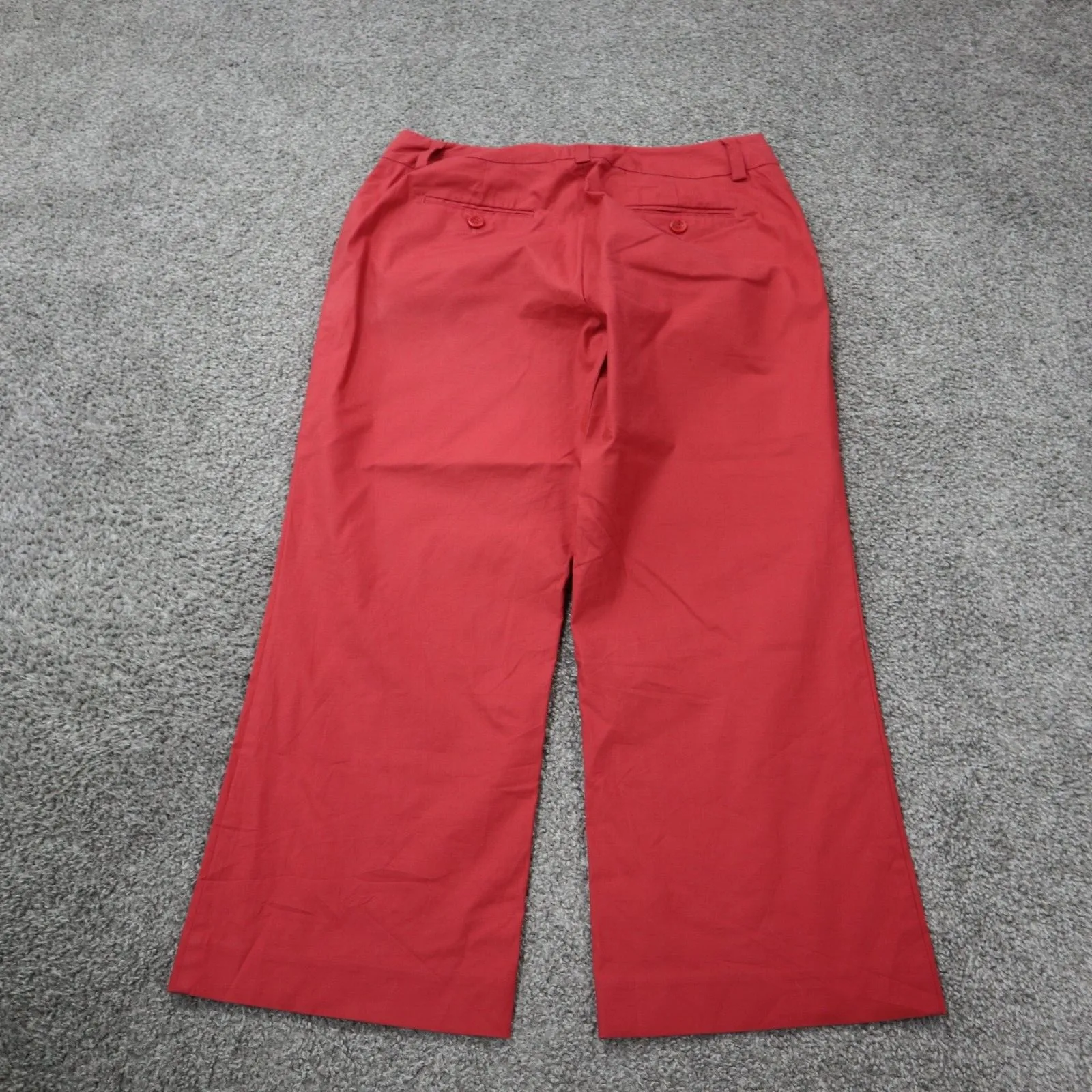 Ann Taylor Womens Wide Leg Chino Pants Mid Rise Slash Pockets Cotton Red Size 4