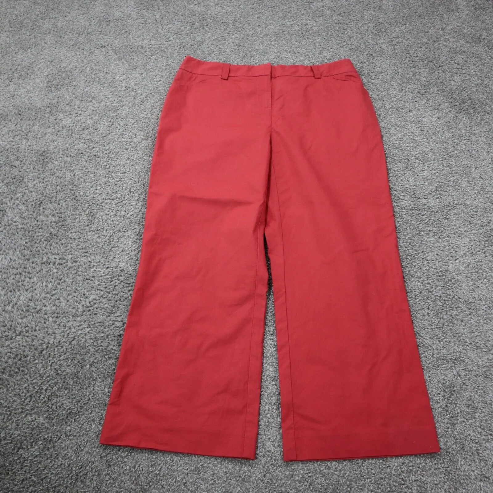 Ann Taylor Womens Wide Leg Chino Pants Mid Rise Slash Pockets Cotton Red Size 4