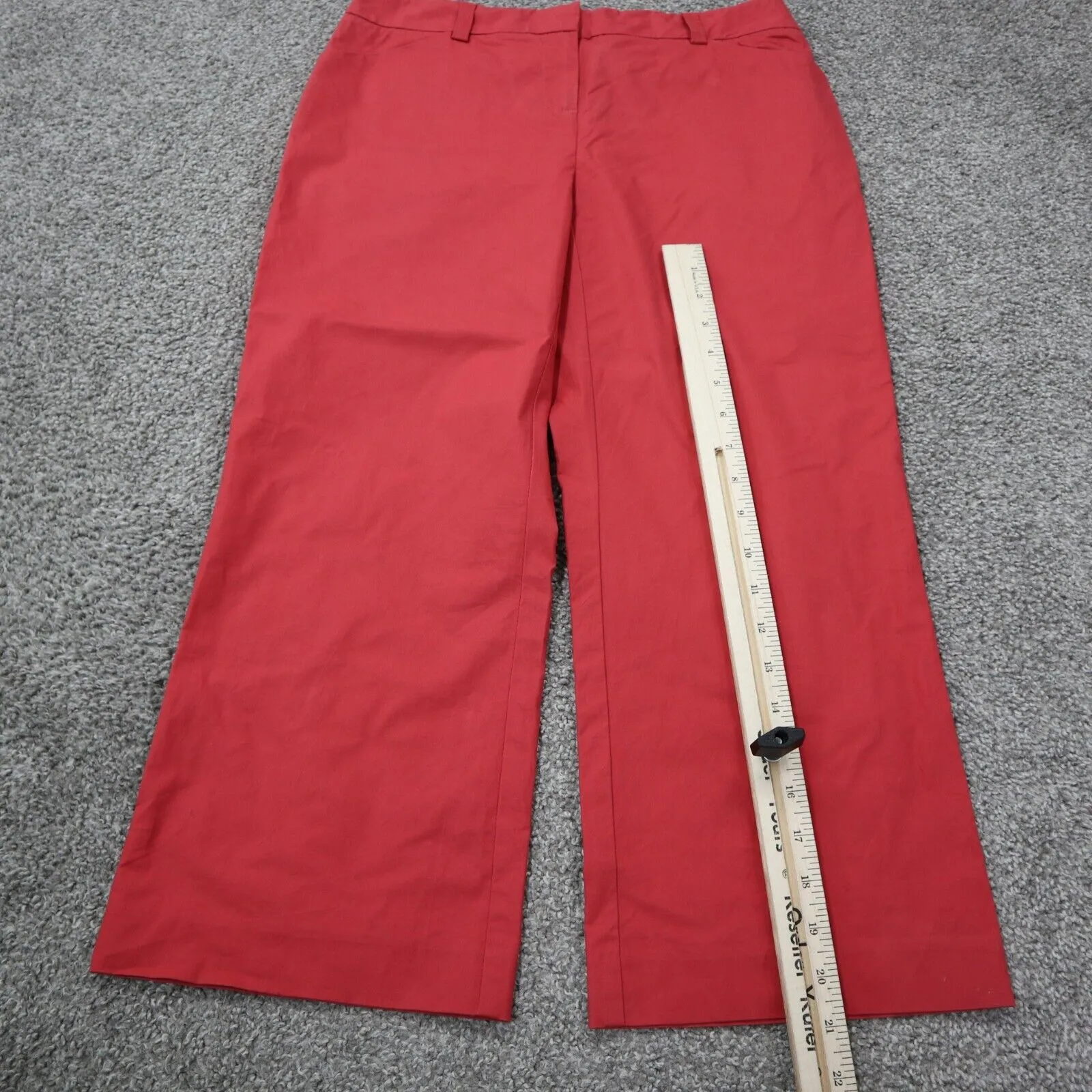 Ann Taylor Womens Wide Leg Chino Pants Mid Rise Slash Pockets Cotton Red Size 4