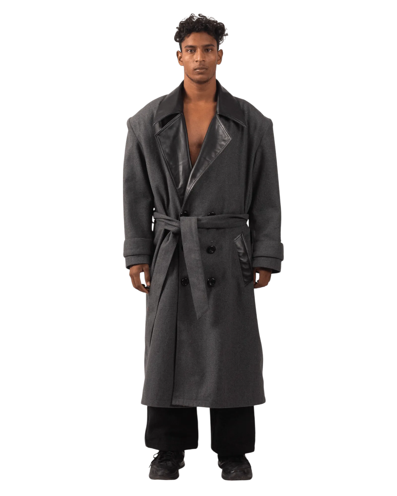 ASH GREY  WOOL TRENCH COAT