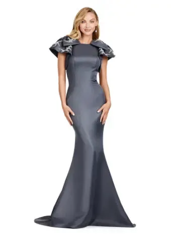 Ashley Lauren 11415 Long Evening Mermaid Dress Double Faced Satin Formal Gown Bows