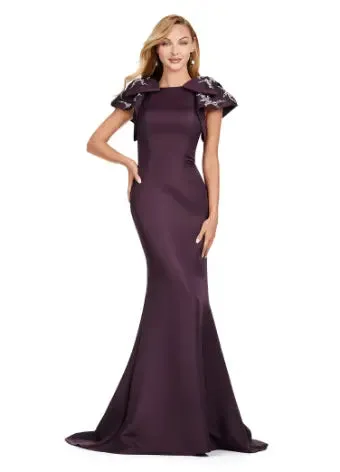 Ashley Lauren 11415 Long Evening Mermaid Dress Double Faced Satin Formal Gown Bows