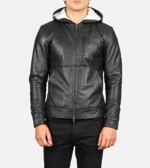 Auckland Hooded Men's Leather Bomber Jacket