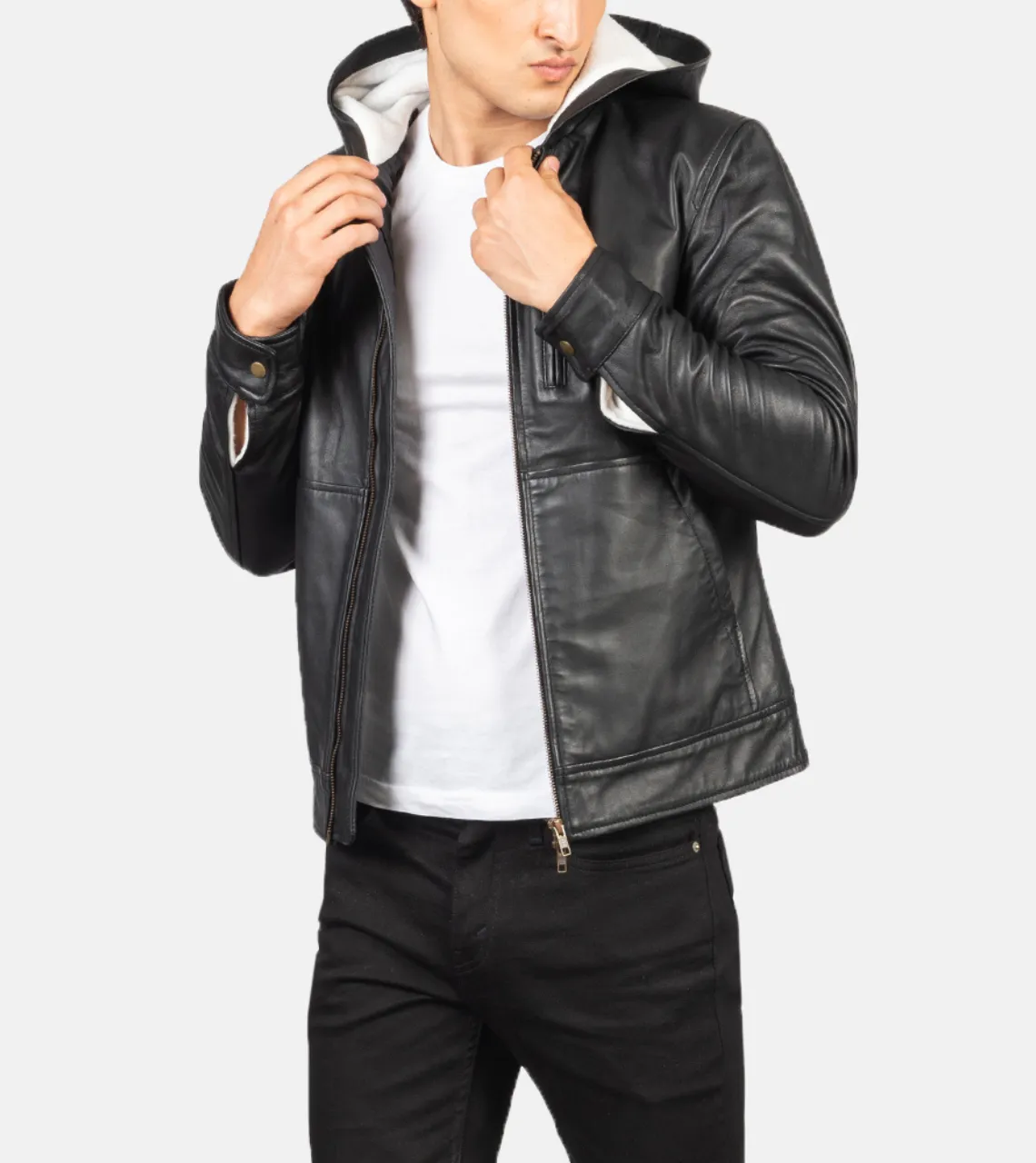 Auckland Hooded Men's Leather Bomber Jacket