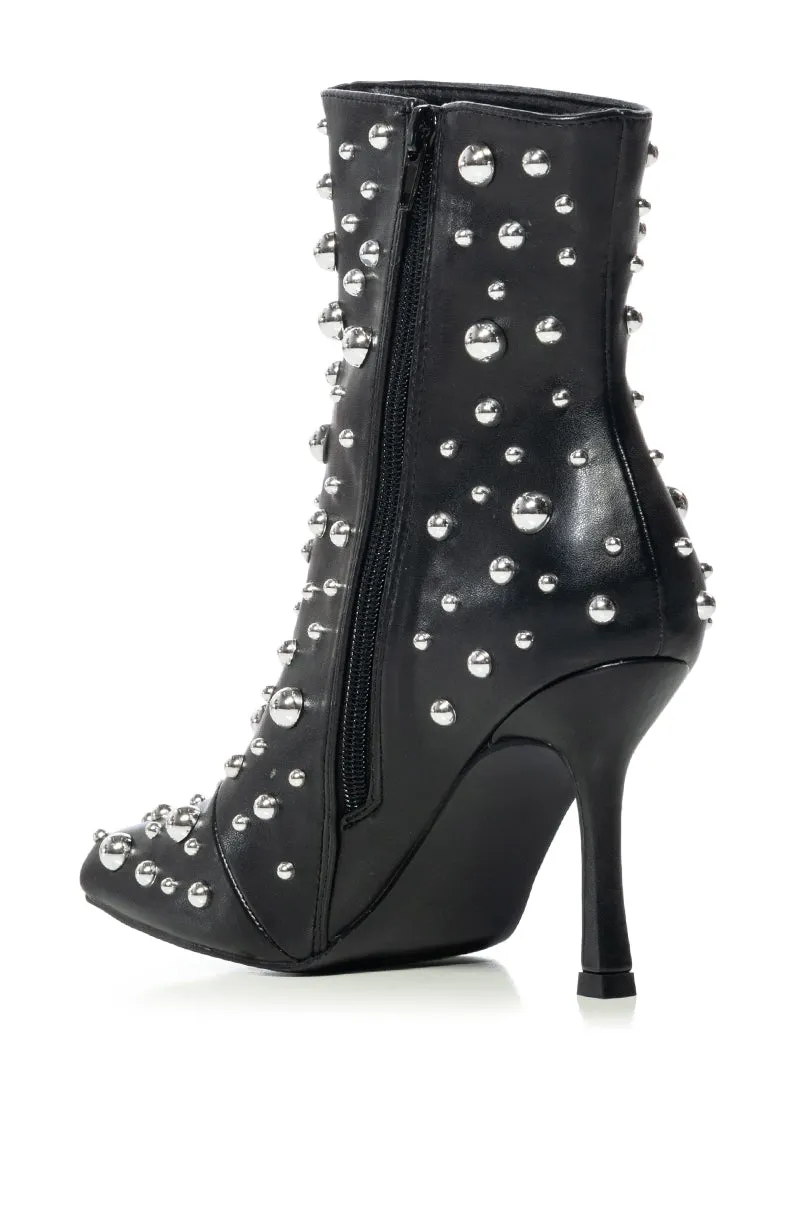 AZALEA WANG MATERA BLACK SILVER BULB EMBELLISHED BOOTIE