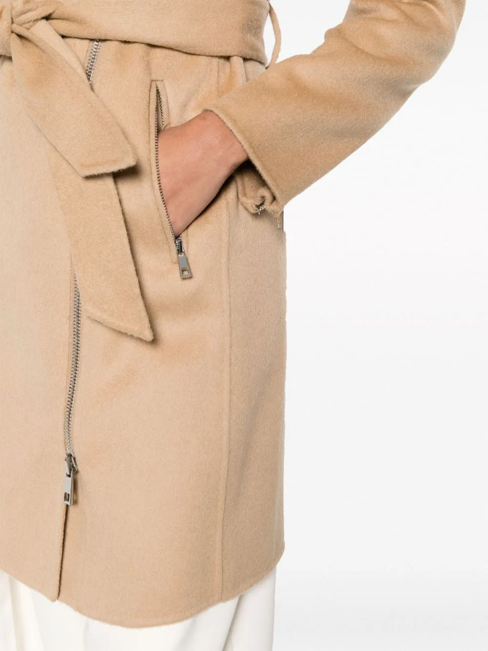 belted felted wool trench coat