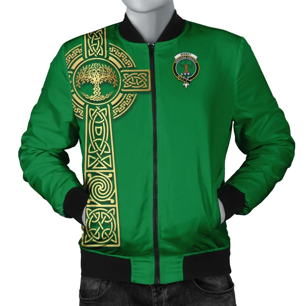 Bisset Clan Bomber Jacket with Golden Celtic Tree Of Life