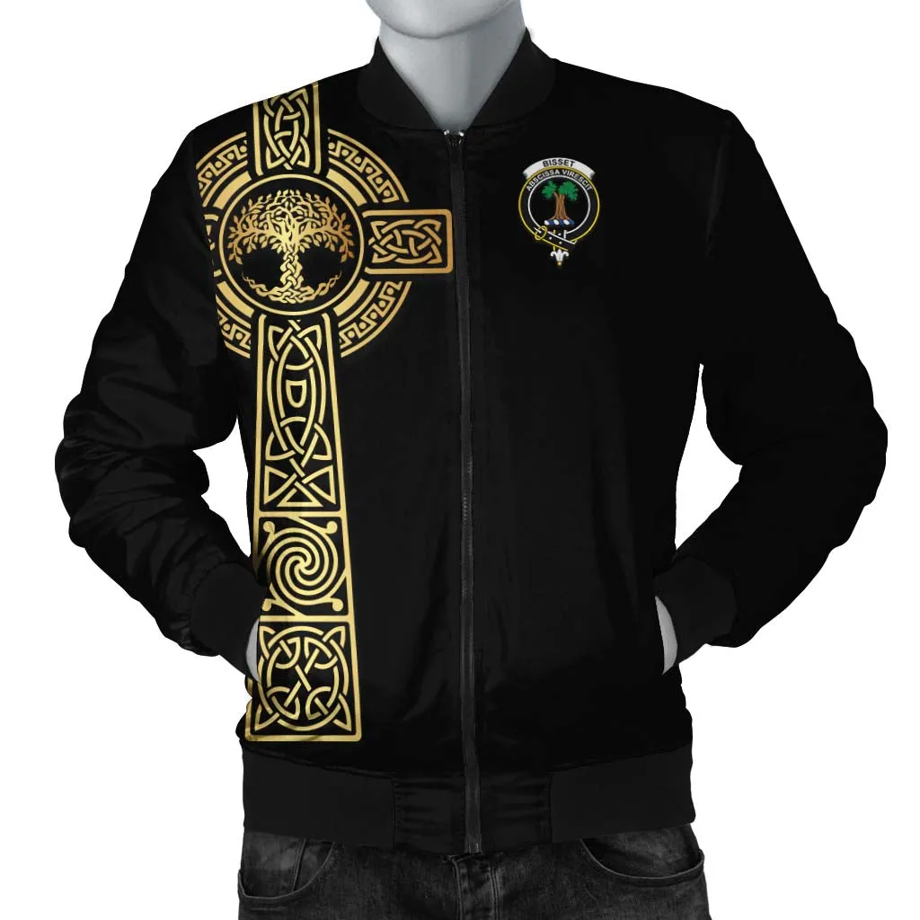 Bisset Clan Bomber Jacket with Golden Celtic Tree Of Life