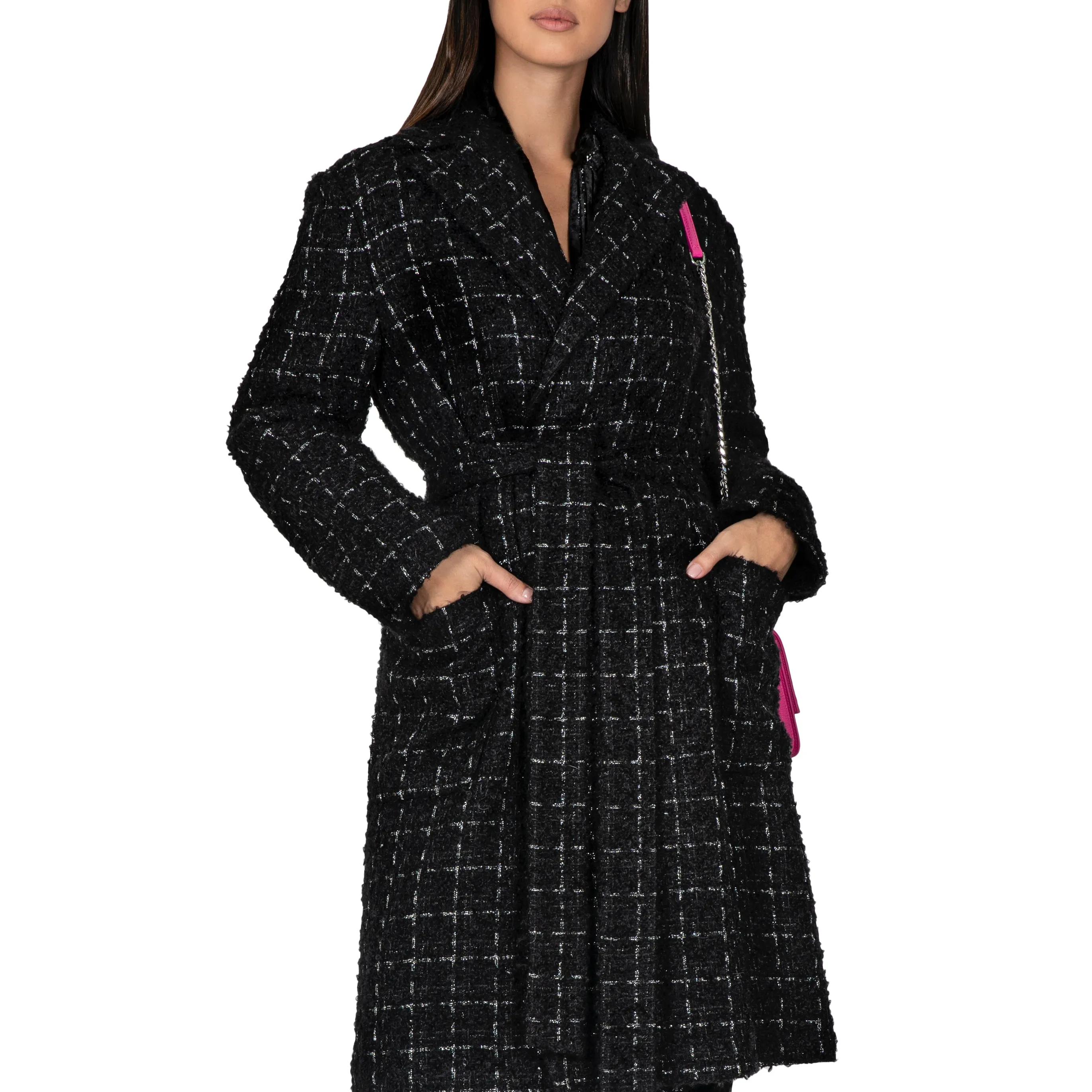 Black Wool Tweed Trench Coat