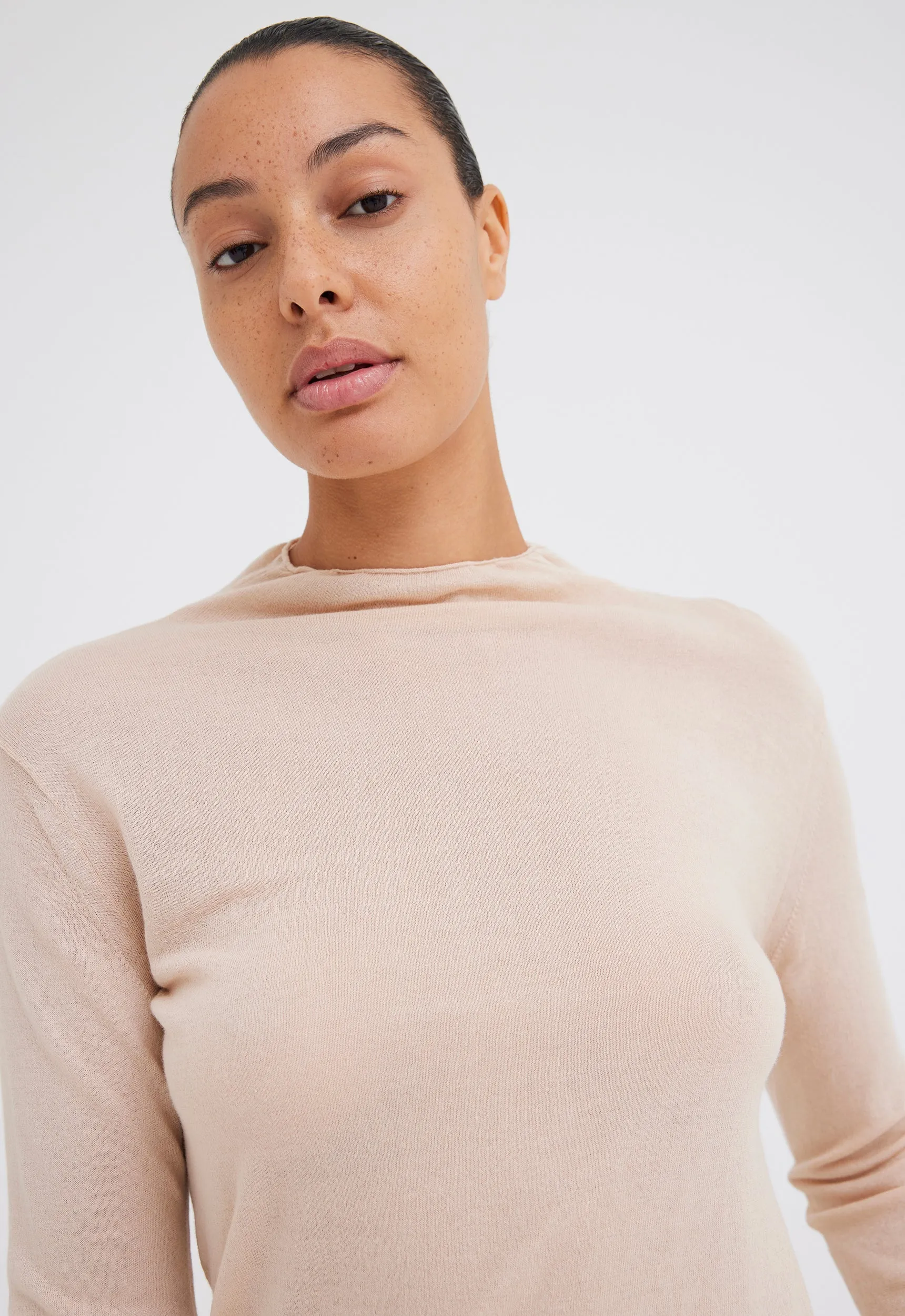 Block Cotton Sweater - Light Crumb Beige