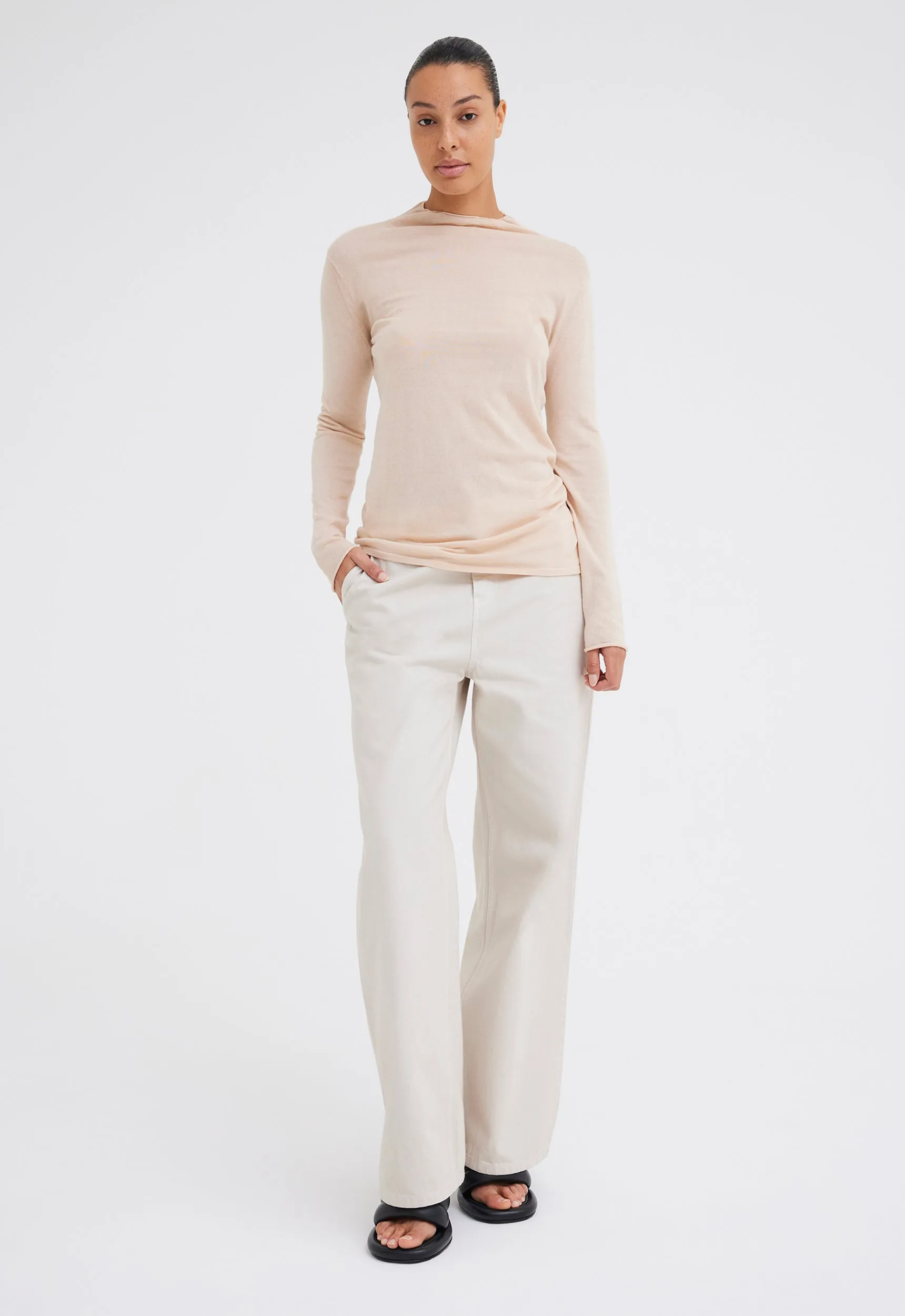 Block Cotton Sweater - Light Crumb Beige