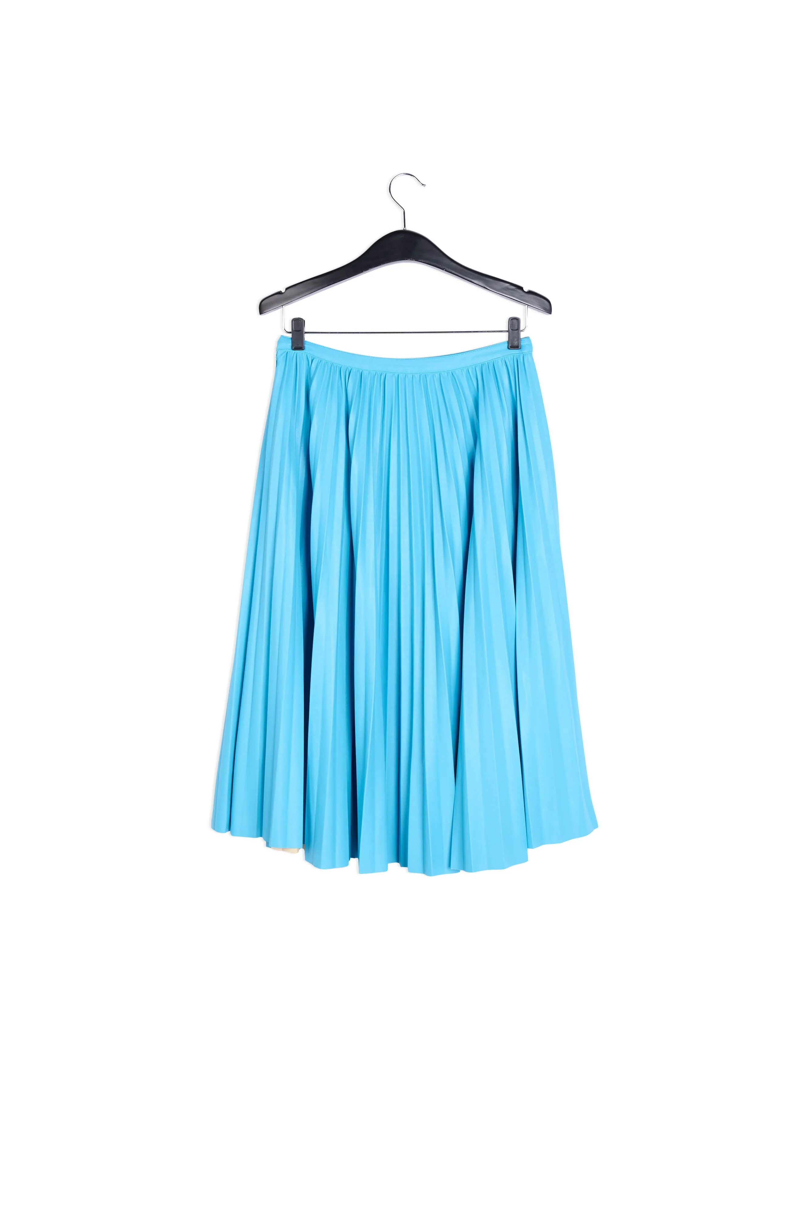 Blue faux leather plissé skirt