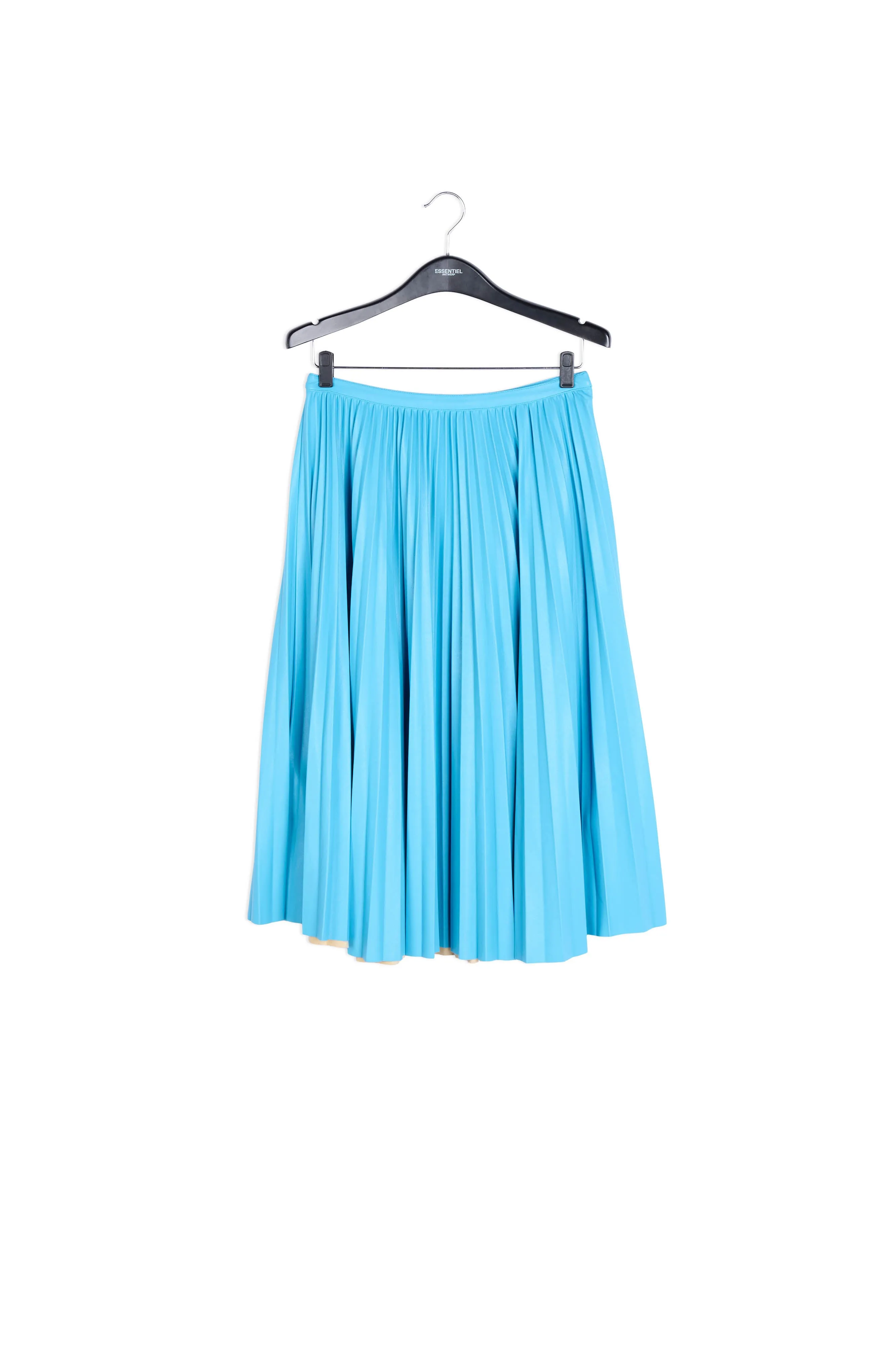 Blue faux leather plissé skirt