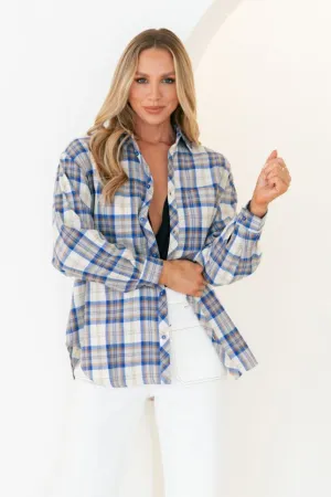 BONNIE AND CLYDE FLANNEL SHIRT - BLUE