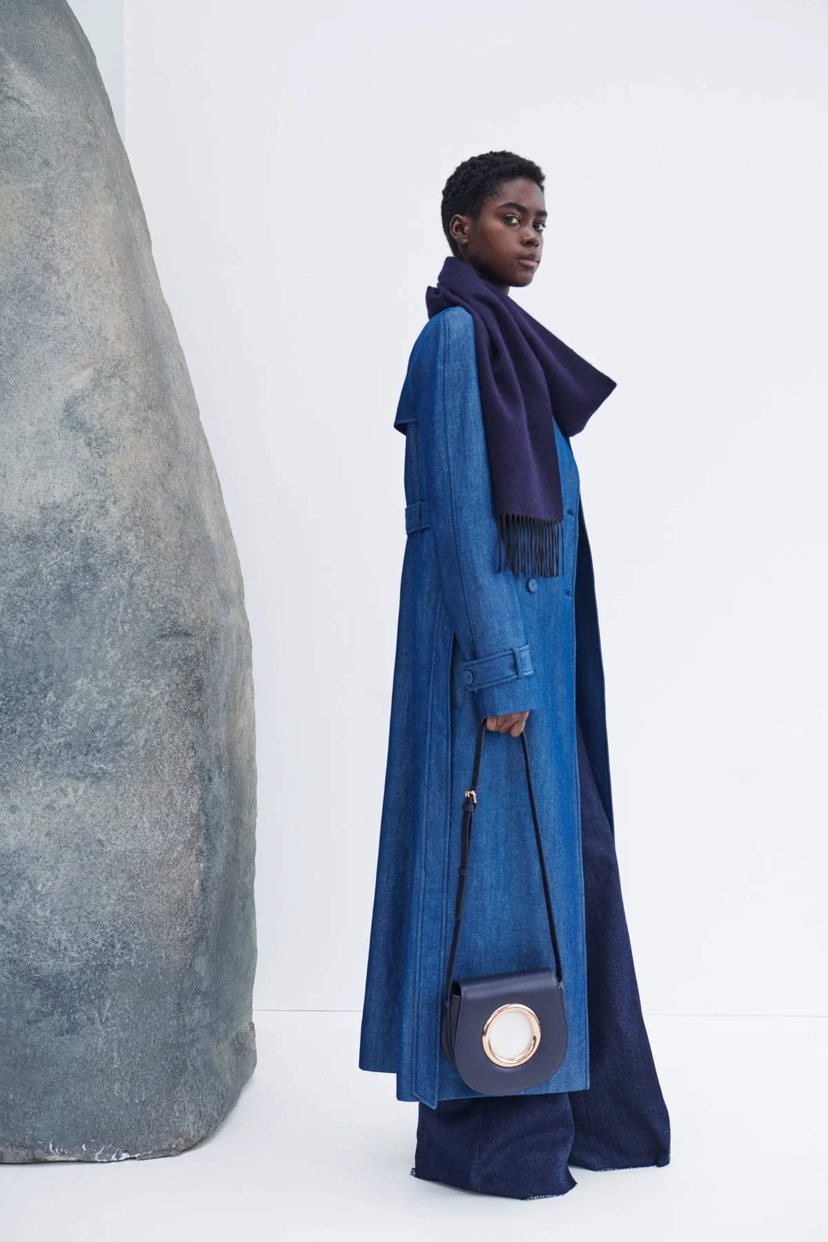 Braden Trench Coat in Deep Fluorite Blue Virgin Wool Linen Twill