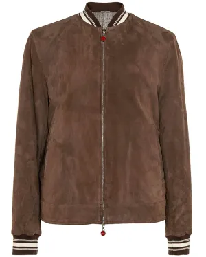 Brown Suede Reversible Bomber Jacket