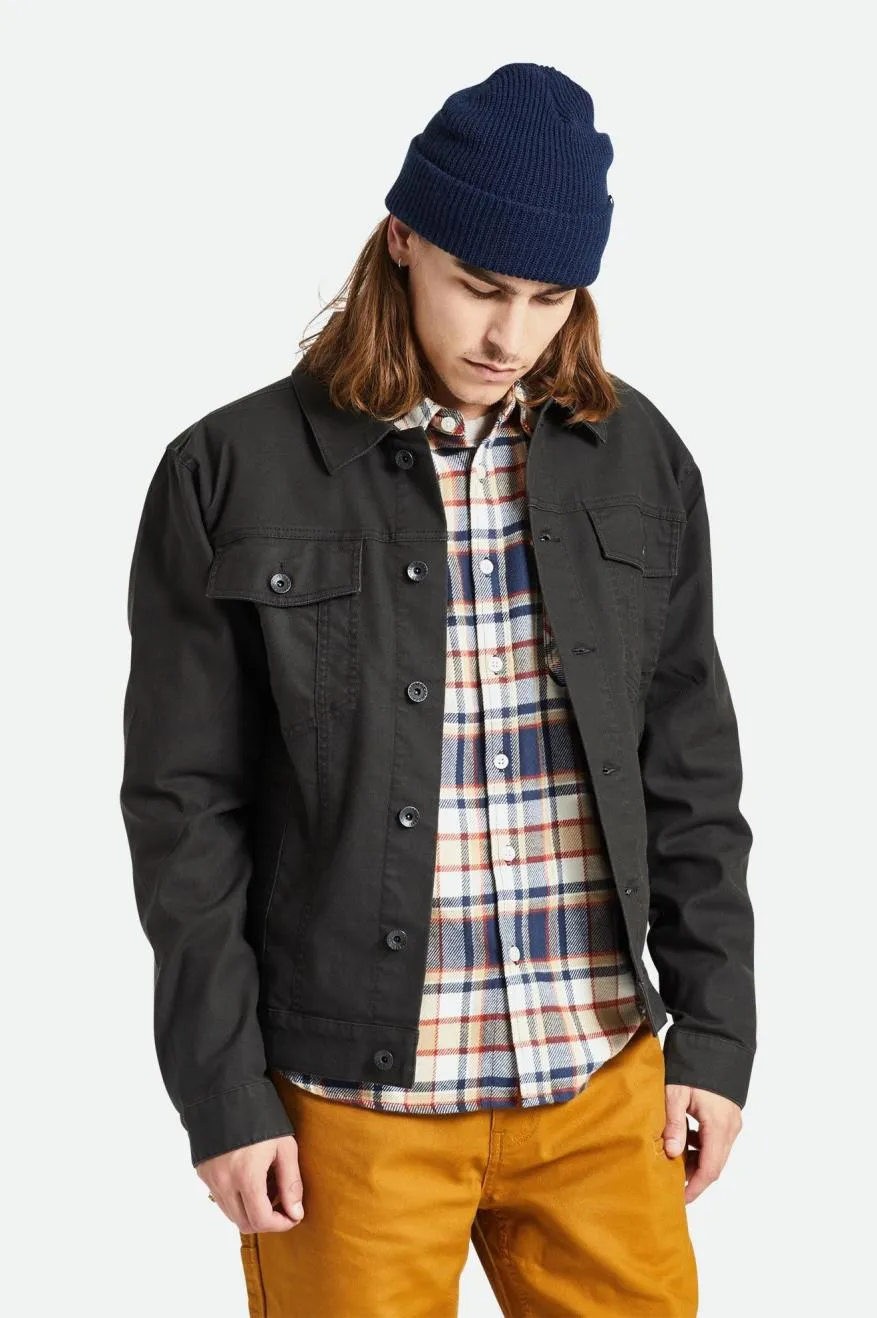 Builders Cable Stretch Trucker Jacket - Washed Black