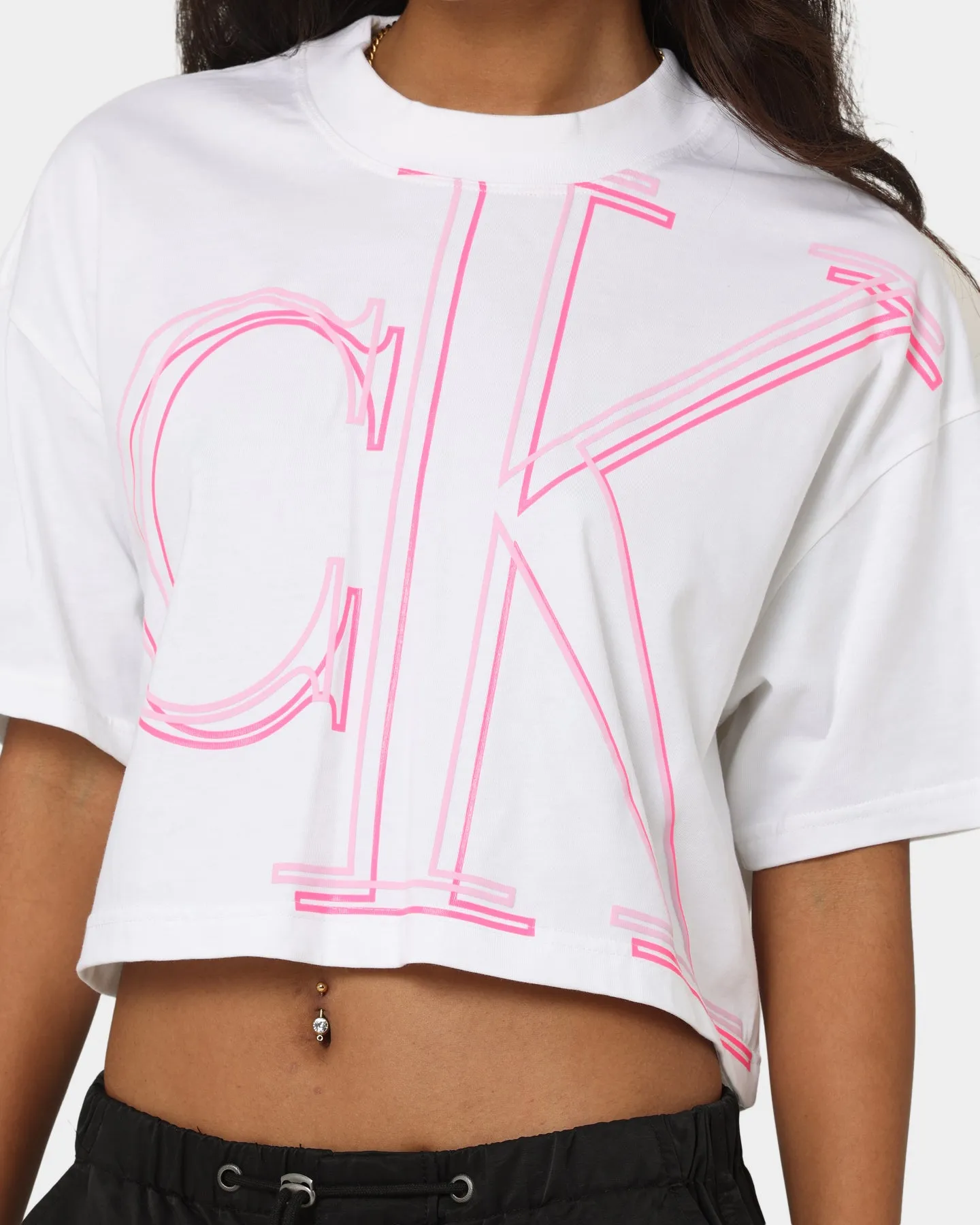 Calvin Klein Women's Illuminated Ck Crop T-Shirt Bright White