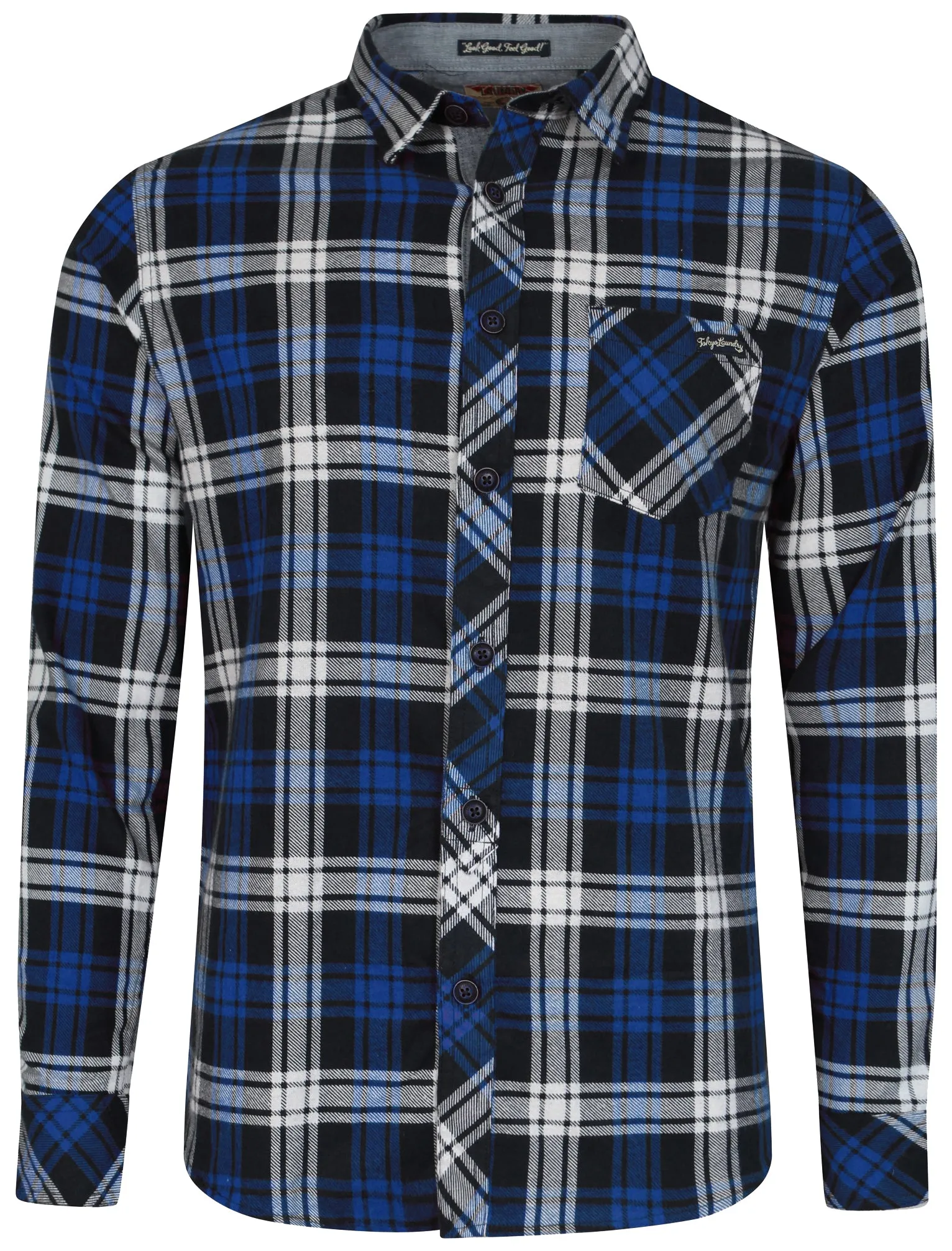 Carlsson Checked Flannel Shirt in True Blue - Tokyo Laundry