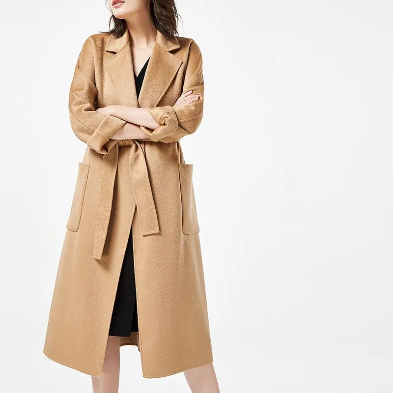 Casual Belted Womens Cashmere Wool Overcoat