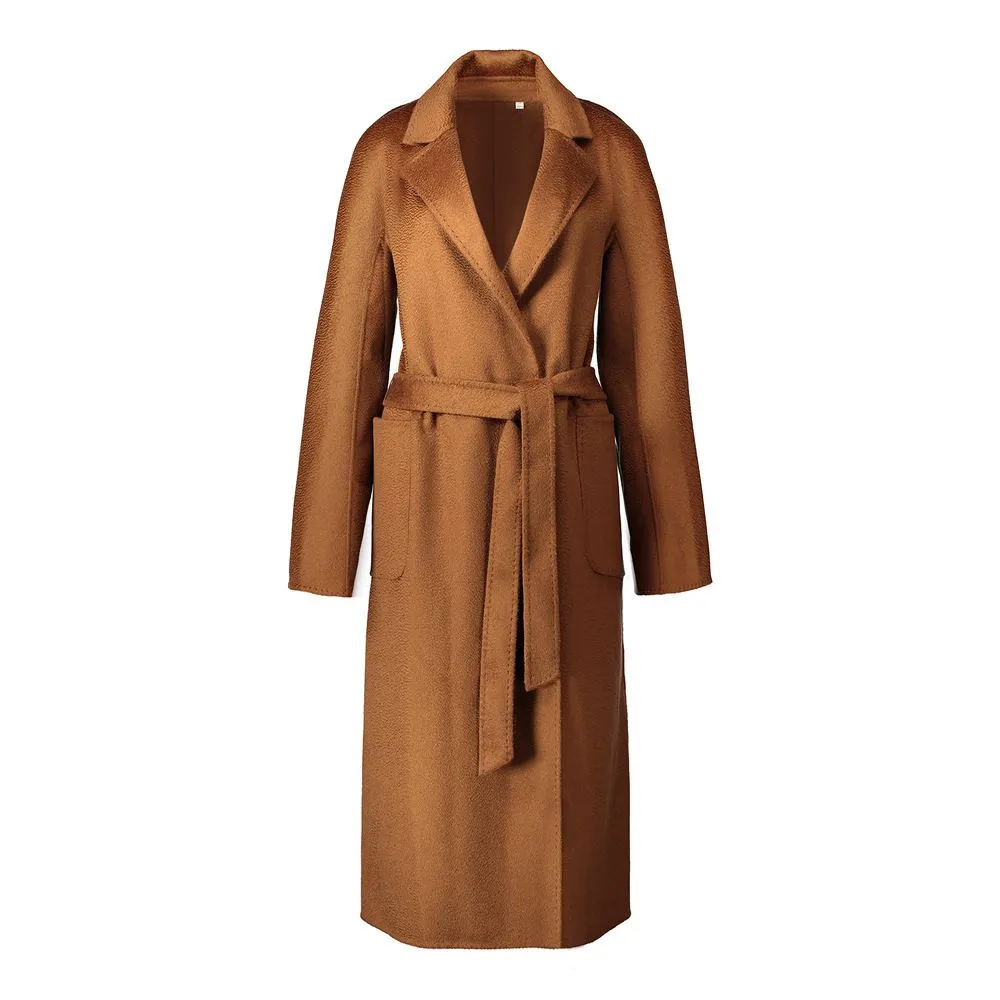 Casual Belted Womens Cashmere Wool Overcoat