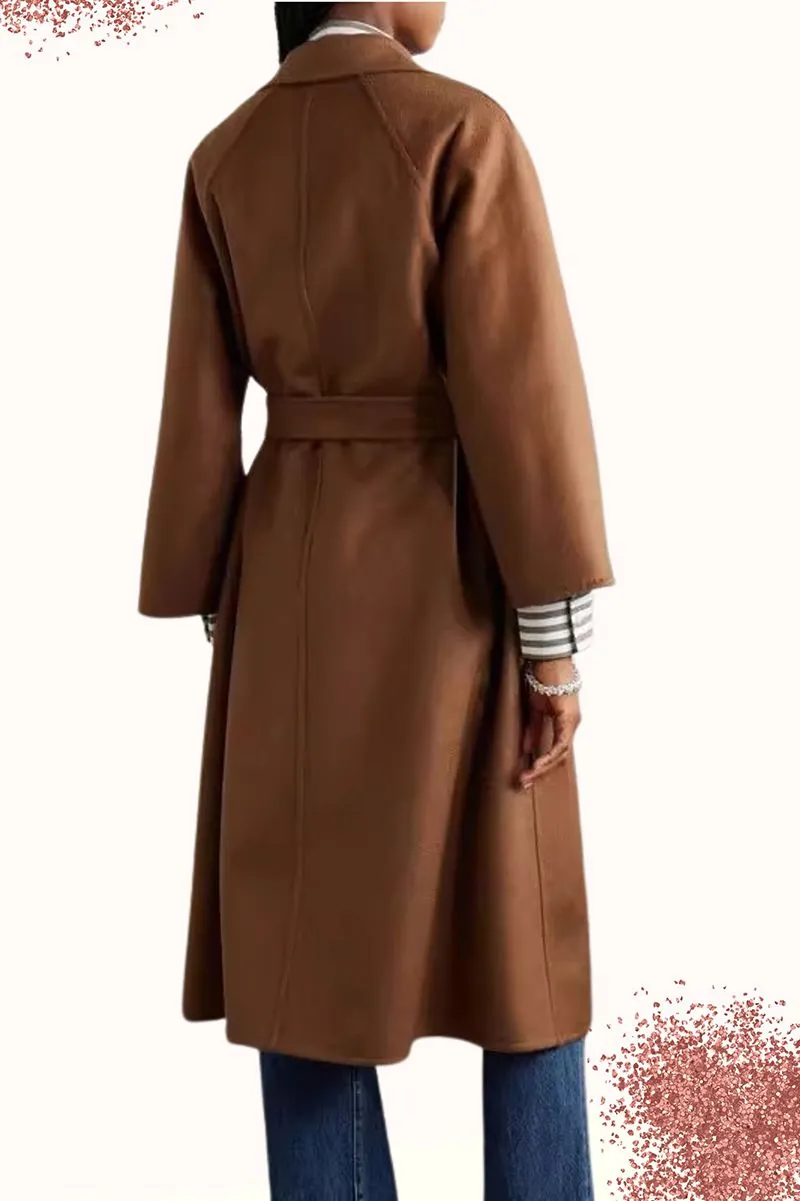 Casual Belted Womens Cashmere Wool Overcoat