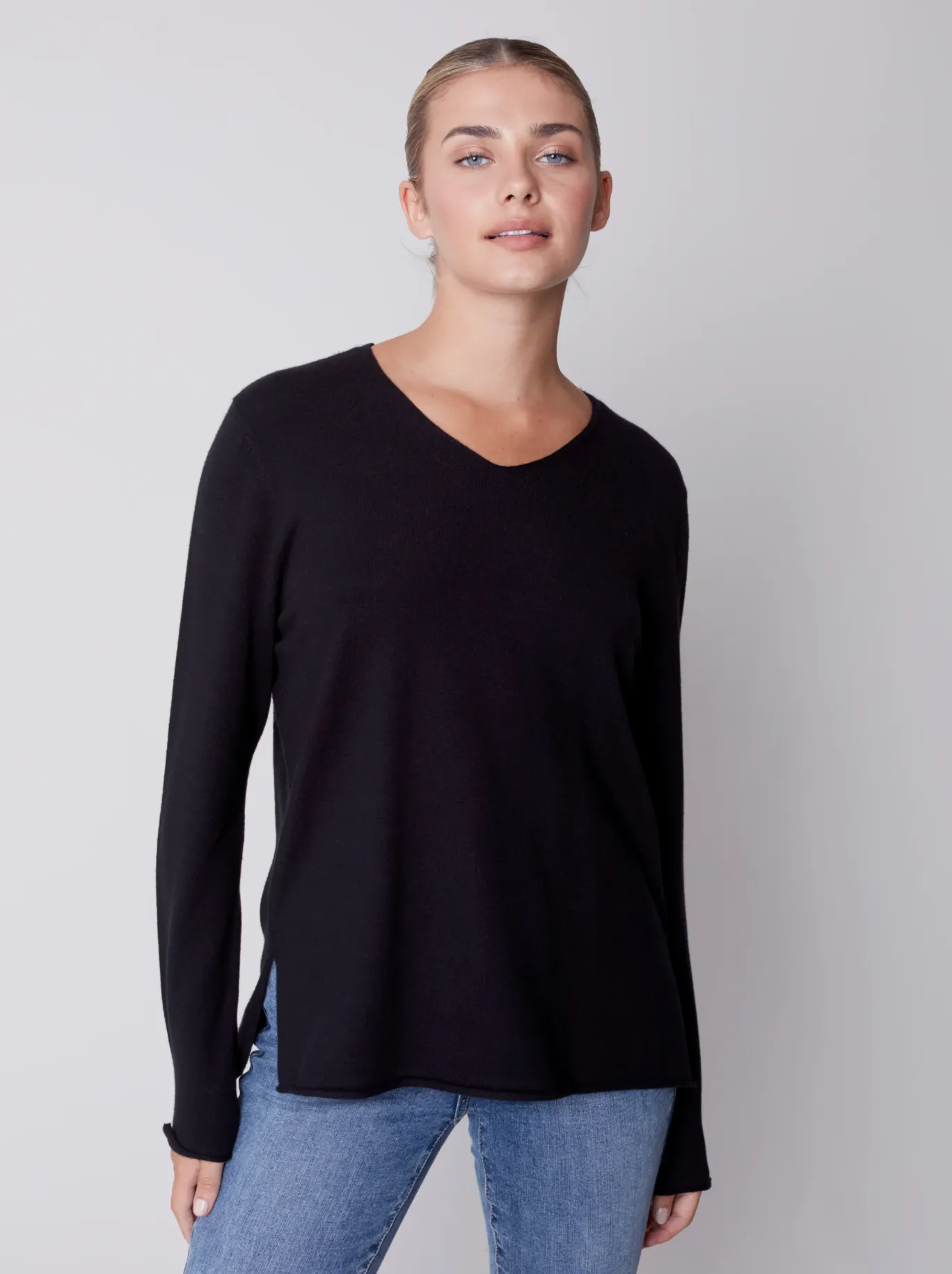 Charlie B - V-Neck Sweater - Black