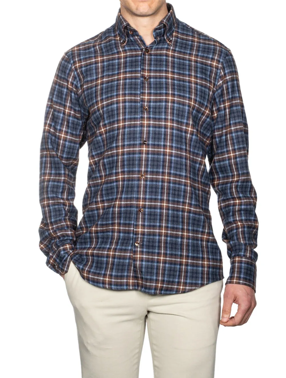 Checked Flannel Shirt Brown