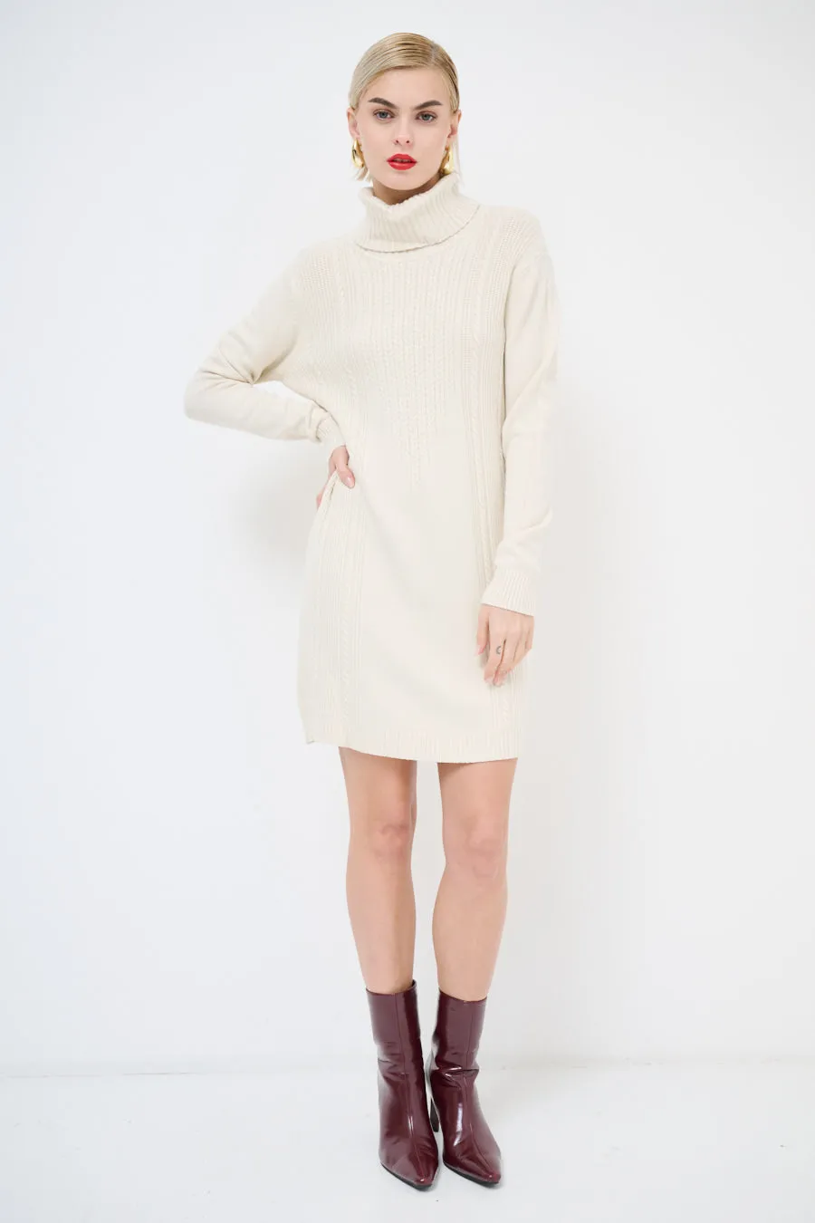 Classic turtleneck ribbed sweater dress wholesale