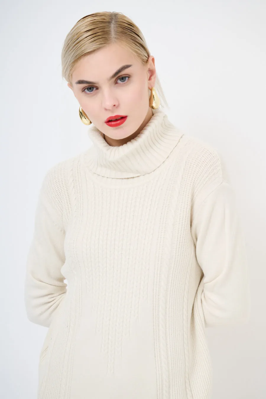 Classic turtleneck ribbed sweater dress wholesale