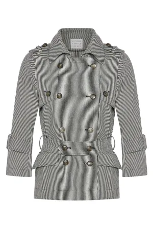 CLAUDIA Striped Cotton Canvas Belted Summer Jacket