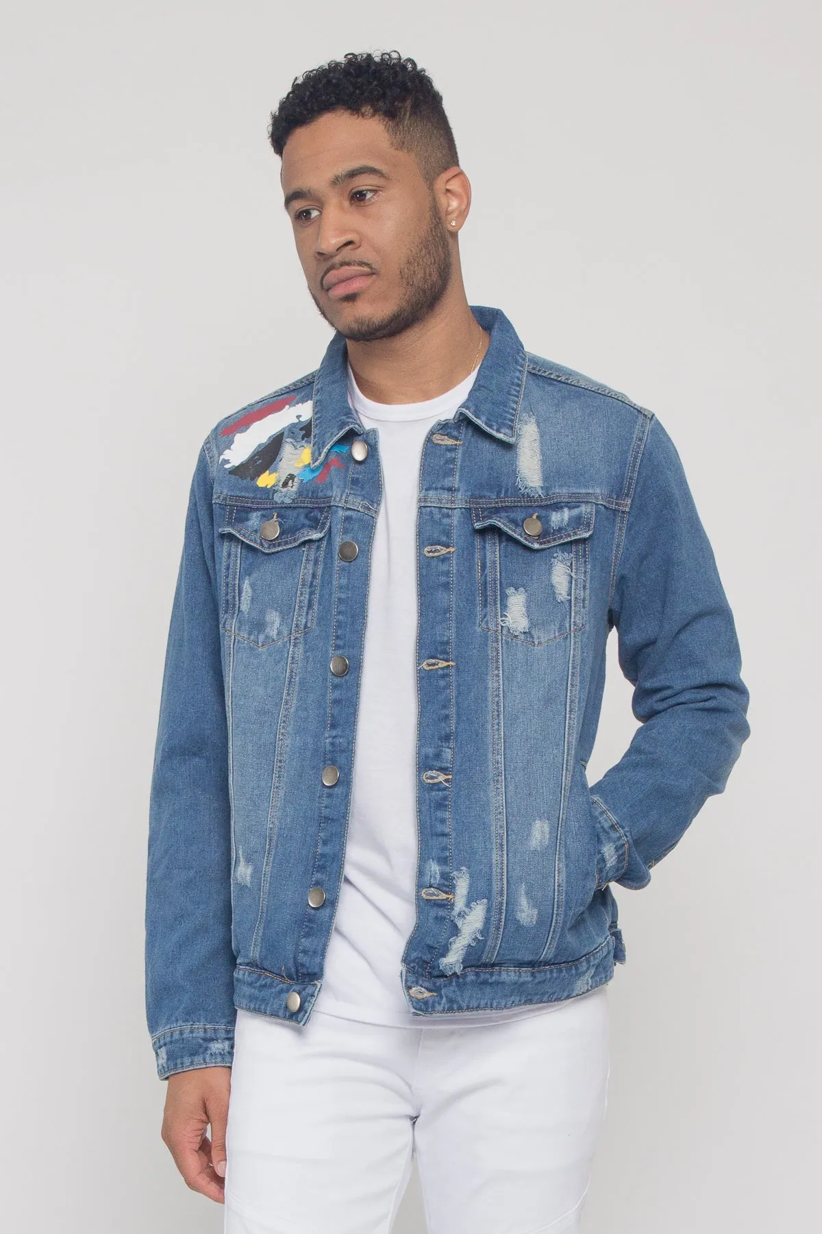 Colorful Painted Tiger Denim Jacket