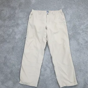 Columbia Men Chino Pant Straight Leg Mid Rise Pockets Cream Ivory Size Large