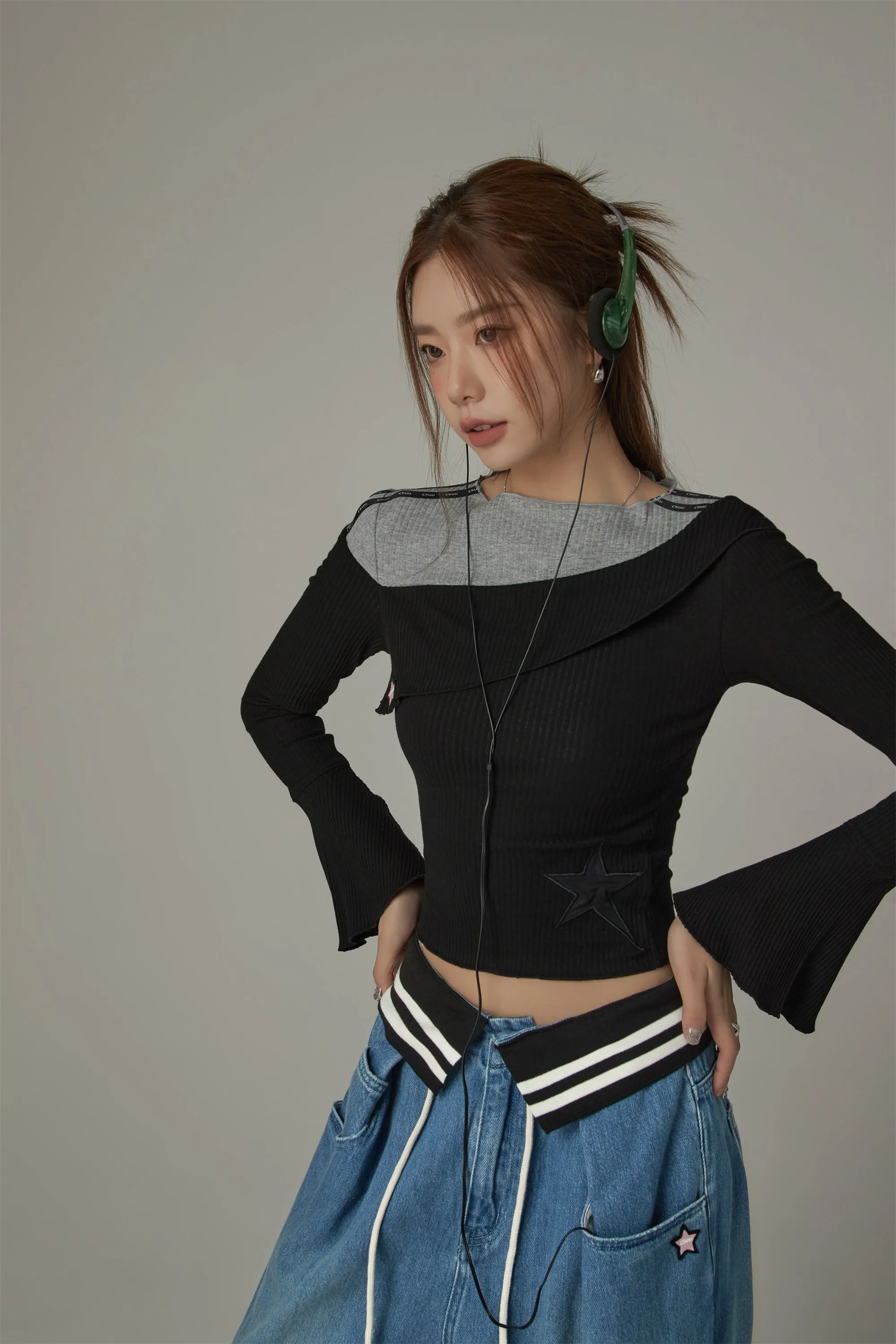 Contrast Ribbed Cropped T-Shirt