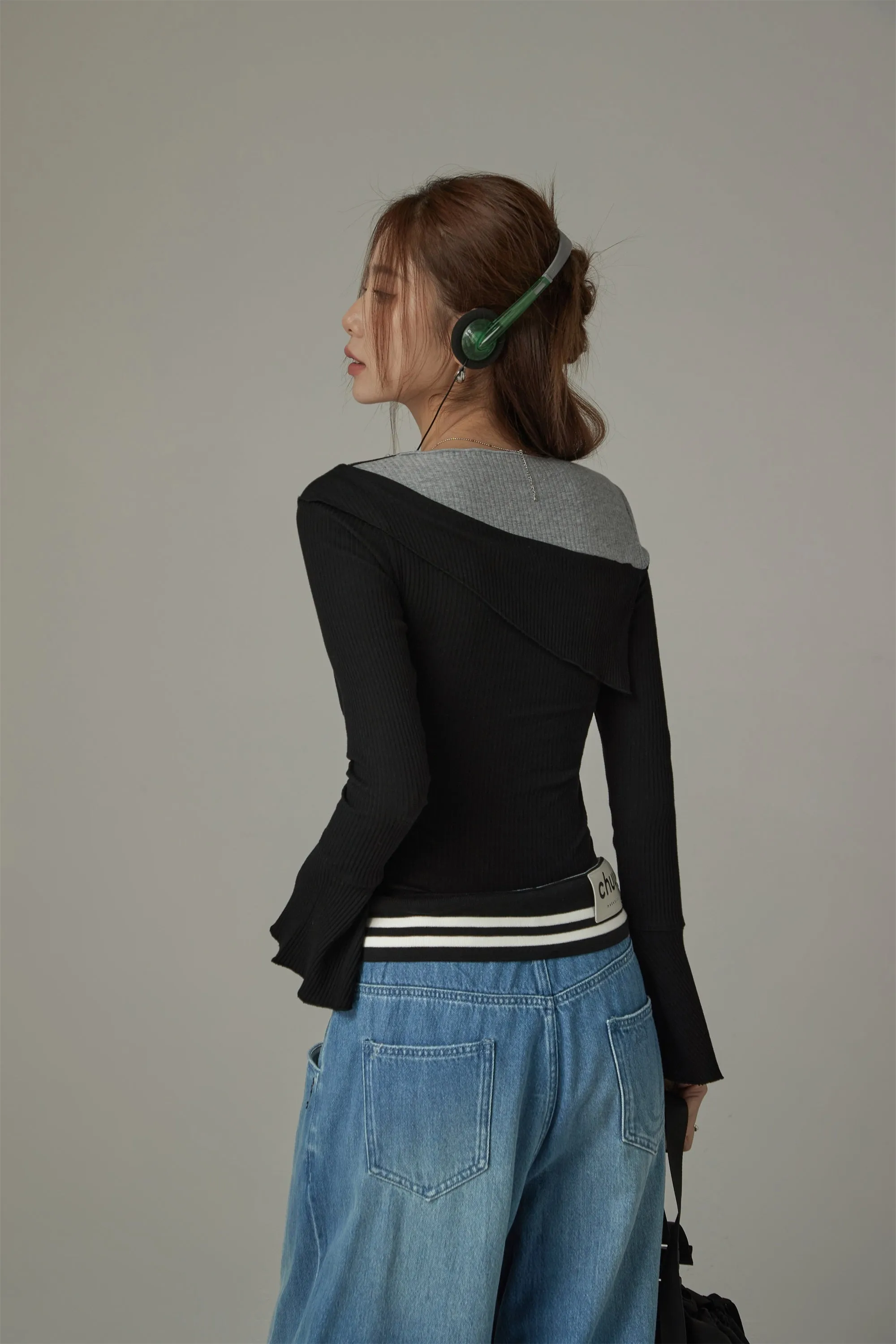 Contrast Ribbed Cropped T-Shirt