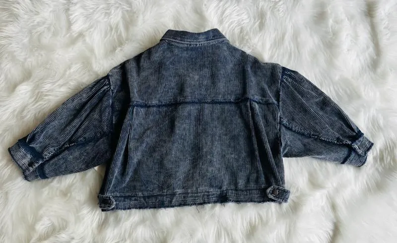 Corduroy Blue Cropped Jacket | Pol