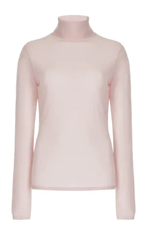 Costa Knit Turtleneck in Blush Cashmere Silk