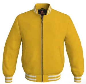 Custom Made Letterman Jackets Yellow Body Sleeves Wool Fleece Varsity Jacket