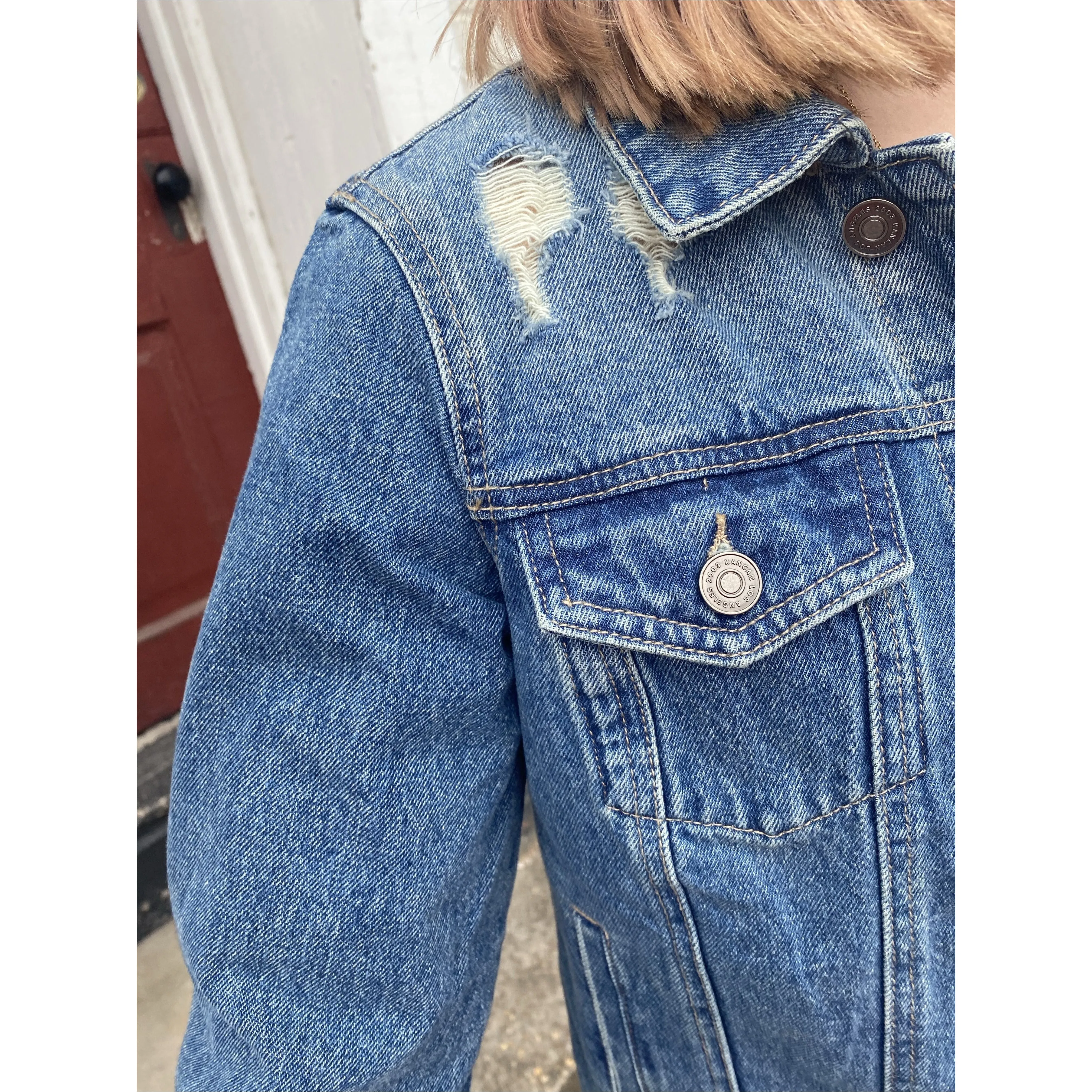 Dark Wash Distressed|| Denim Jacket