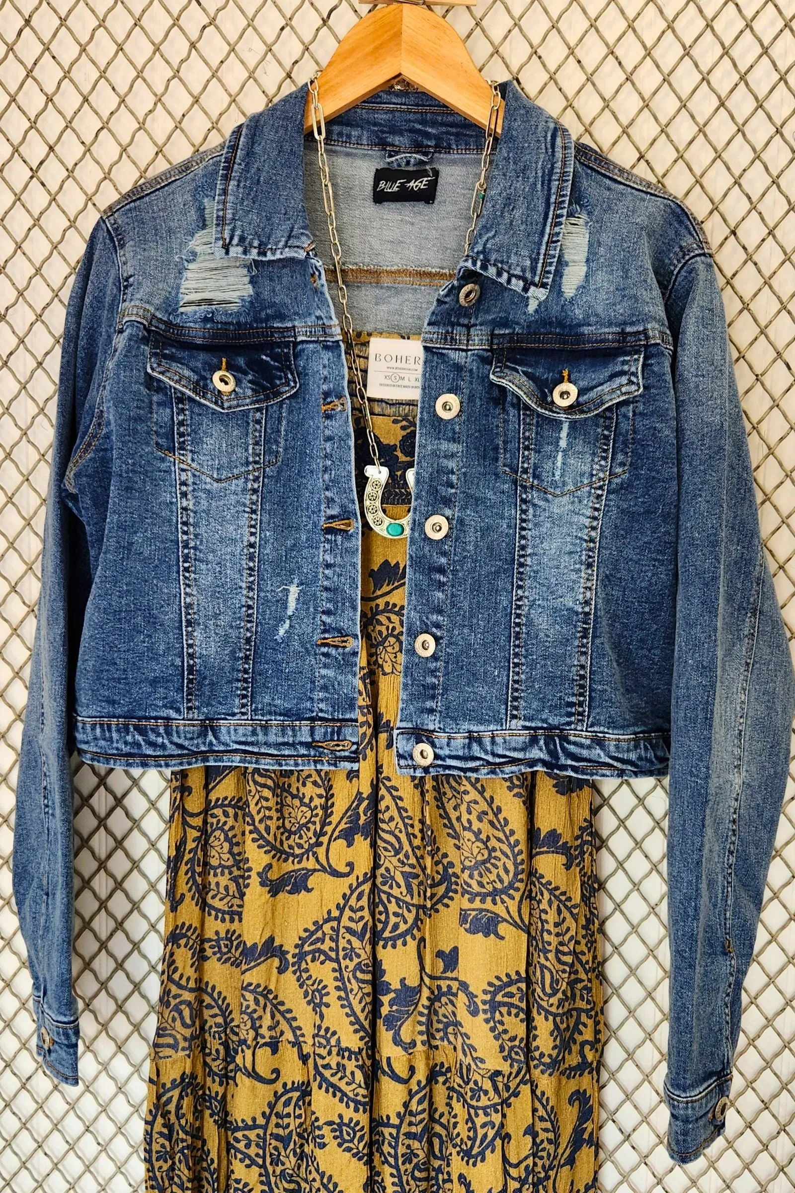 Distressed Cropped Denim Jacket