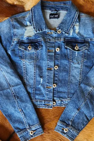 Distressed Cropped Denim Jacket