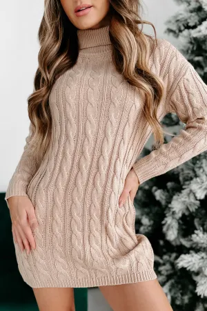 Doorbuster- Real Feelings Turtleneck Sweater Dress (Natural)