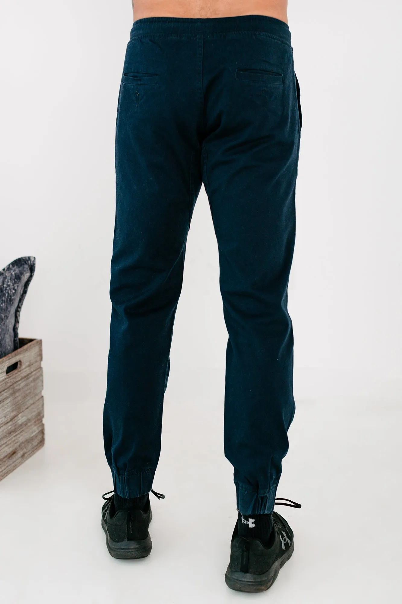 Dwayne Men's Cotton Twill Jogger Pants (Navy)